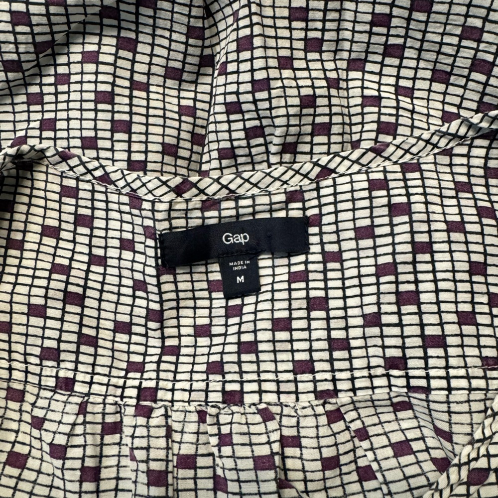 Gap Sleeveless Button Down Ruffles Top Gray/Purpl… - image 6